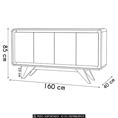 Buffet Aparador 160cm 4 Portas Orgânico Cecy Off White Z56 - Mpozenato
