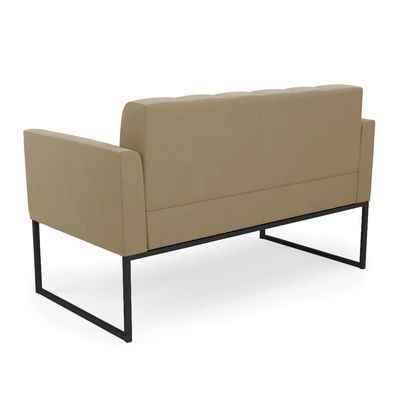 Sofá Namoradeira Elisa Suede Marrom Rato Base Metálica Industrial Preto - D'rossi