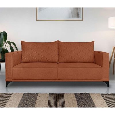 Sofá Living 2 Lugares 1,60m Horus Bouclê Terracota Pés De Aço - Pallazio