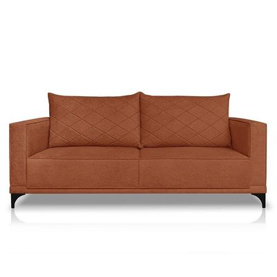 Sofá Living 2 Lugares 1,60m Horus Bouclê Terracota Pés De Aço - Pallazio