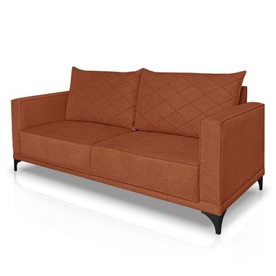 Sofá Living 2 Lugares 1,60m Horus Bouclê Terracota Pés De Aço - Pallazio