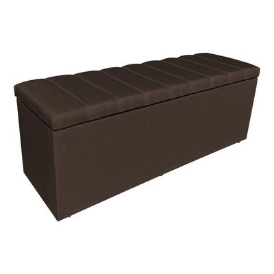 Kit Cabeceira Painel E Calçadeira Recamier Baú Solteiro 0,90m Holanda Suede - Pallazio Cor Marrom