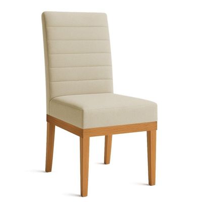 Kit 2 Cadeiras De Jantar Solana Linho Base De Madeira - Pallazio Cor Dourado