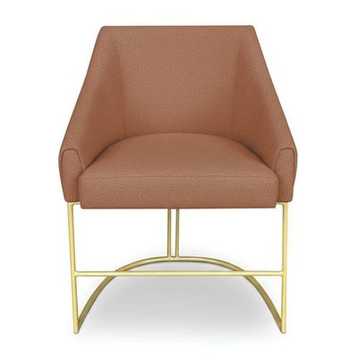 Kit 2 Poltronas Luxo Alana Bouclê Base Ferro Dourado - Pallazio Cor Terracota