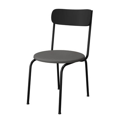 Kit 8 Cadeiras De Jantar Malva Encosto Preto E Assento Cinza Ferro Preto - Pallazio