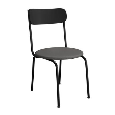 Kit 8 Cadeiras De Jantar Malva Encosto Preto E Assento Cinza Ferro Preto - Pallazio