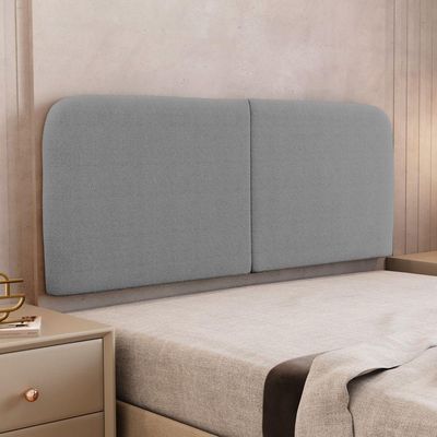 Cabeceira Painel Orgânico Cama Box Casal Padrão Aira 140cm Dobrável Bouclé Cinza Escuro Desk Design