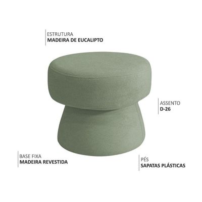 Puff Decorativo Redondo Liz Sala De Estar Bouclé Verde Claro - Nexta Casa