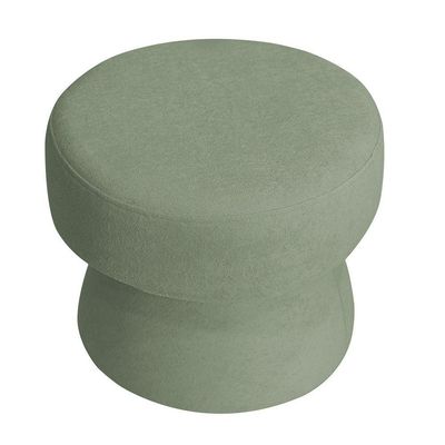 Puff Decorativo Redondo Liz Sala De Estar Bouclé Verde Claro - Nexta Casa