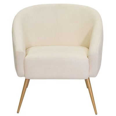 Poltrona Sala De Estar Mona Pés Aço Ouro Fosco Bouclé Off White - Nexta Casa