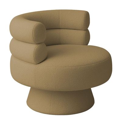 Poltrona Orgânica Mabel Base Giratória Bouclé Camel - Nexta Casa