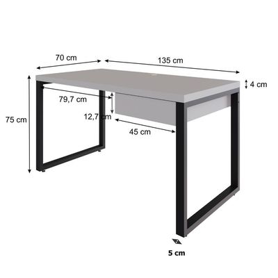 Mesa Operacional C-01gav. 135x70x75cm Yon - Off White-est.preta Off White-est.preta