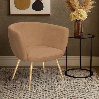 Poltrona Decorativa Isis Pés Palito Ouro Fosco Bouclé Terracota - Nexta Casa