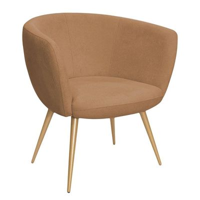 Poltrona Decorativa Isis Pés Palito Ouro Fosco Bouclé Terracota - Nexta Casa
