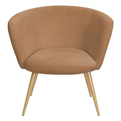 Poltrona Decorativa Isis Pés Palito Ouro Fosco Bouclé Terracota - Nexta Casa