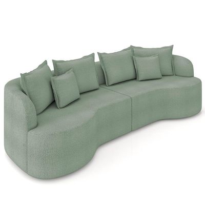 Sofá 3 Lugares 210cm Orgânico Quito K04 Bouclê Verde - Mpozenato