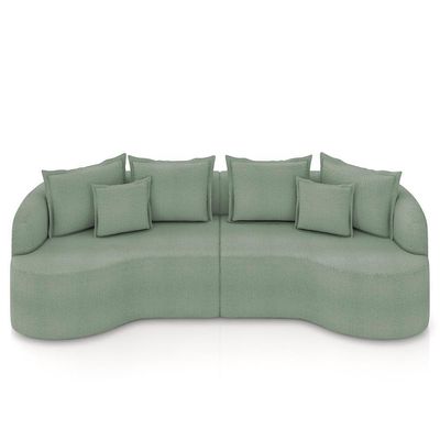 Sofá 3 Lugares 210cm Orgânico Quito K04 Bouclê Verde - Mpozenato