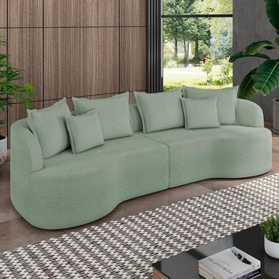 Sofá 3 Lugares 210cm Orgânico Quito K04 Bouclê Verde - Mpozenato