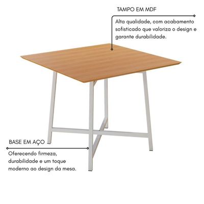 Conjunto Sala De Jantar 90x90 Ilhabela 4 Cad Branca C- Creme