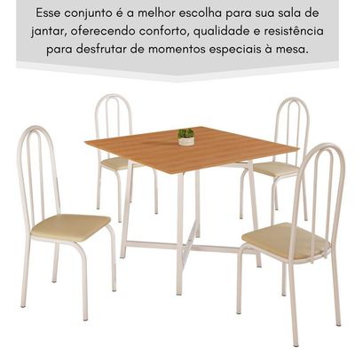 Conjunto Sala De Jantar 90x90 Ilhabela 4 Cad Branca C- Creme