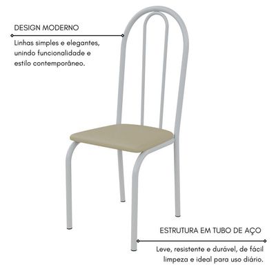 Conjunto Sala De Jantar 90x90 Ilhabela 4 Cad Branca C- Creme