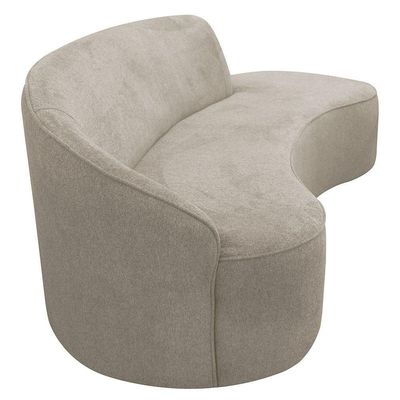 Sofá Curvo 04 Lugares 230cm Eron Braço Direito Suede Camurça Bege - Nexta Casa