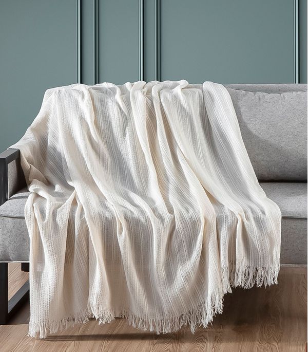 Manta Para Sofá Sevilha 240 Cm x 170 Cm Adomes Bege UN / Bege