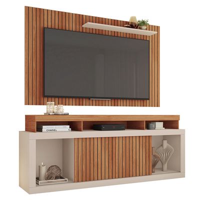 Combo Copa do Mundo Painel Rack Life + Poltrona Confort  Caemmun Marrom