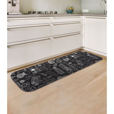 Tapete Cozinha Base Antiderrapante Tapetes Junior Preto UN / Preto