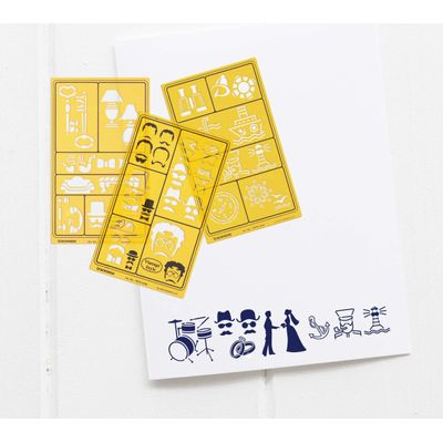Traceease Estênceis Multi-Padrão para Desenho e Artesanato DIY — Mediterrâneo, Vintage e Silhueta de Casamento, 5 Peças - IBA Crafts Amarelo