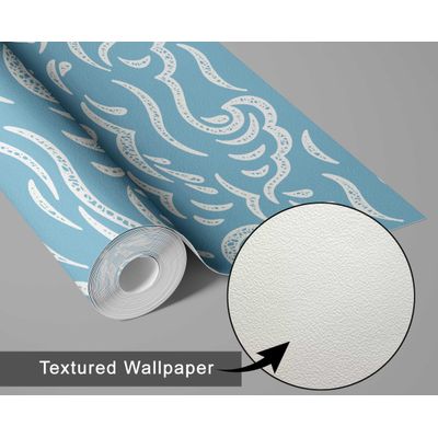 Papel de Parede Autoadesivo Decorativo para Quarto Infantil, Ondulações Oceânicas Azuis, Vinil à Prova d'Água, Removível - S4Sassy 63,5 cm (L) × 609,6 cm (C) / Azul - Vinil Texturizado
