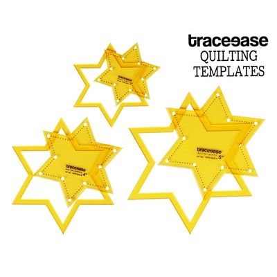 Moldes Estênceis Estrela de 6 Pontas, Conjunto com 3 Tamanhos (7,6/10,2/12,7 cm) para Costura DIY e Patchwork - Traceease Amarelo