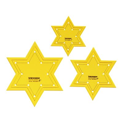 Moldes Estênceis Estrela de 6 Pontas, Conjunto com 3 Tamanhos (7,6/10,2/12,7 cm) para Costura DIY e Patchwork - Traceease Amarelo