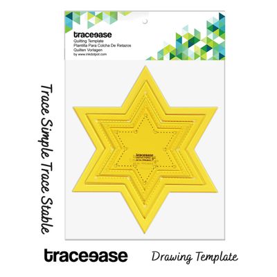 Moldes Estênceis Estrela de 6 Pontas, Conjunto com 3 Tamanhos (7,6/10,2/12,7 cm) para Costura DIY e Patchwork - Traceease Amarelo