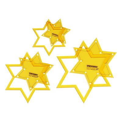 Moldes Estênceis Estrela de 6 Pontas, Conjunto com 3 Tamanhos (7,6/10,2/12,7 cm) para Costura DIY e Patchwork - Traceease Amarelo
