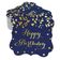Etiquetas Pendentes 'Feliz Aniversário' para Lembrancinha em Formato de Colchete, Metalizadas para Bomboniere - Inkdotpot 50 Etiquetas Metalizadas / Azul - Dourado