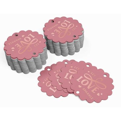 Etiquetas de Papel 'Deixe o Amor Brilhar' Para Lembrancinhas de Casamento, Pendentes com Folha Metalizada - Inkdotpot 50 Etiquetas Metalizadas / Rosa - Ouro Rosé