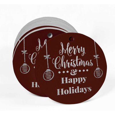 Etiquetas Pendentes de Papel para Lembrancinha Feliz Natal e Boas Festas Metalizadas para Artesanato - Inkdotpot 100 Etiquetas Metalizadas / Marrom - Prata