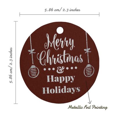 Etiquetas Pendentes de Papel para Lembrancinha Feliz Natal e Boas Festas Metalizadas para Artesanato - Inkdotpot 100 Etiquetas Metalizadas / Marrom - Prata