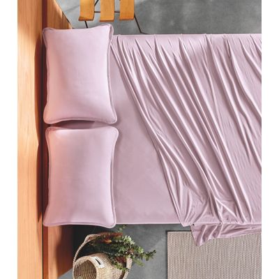 Jogo de Cama Solteiro Malha Fio Penteado Altenburg Rosa UN / Rosa