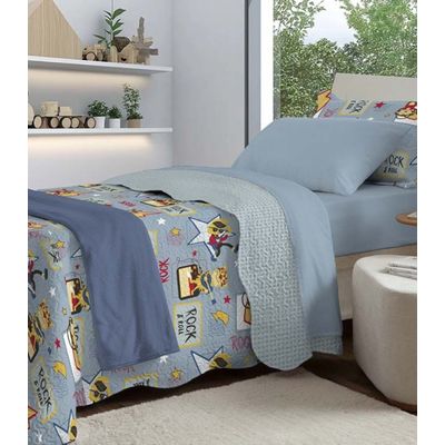 Jogo De Colcha Evolution Infantil Solteiro Camesa Azul UN / Azul