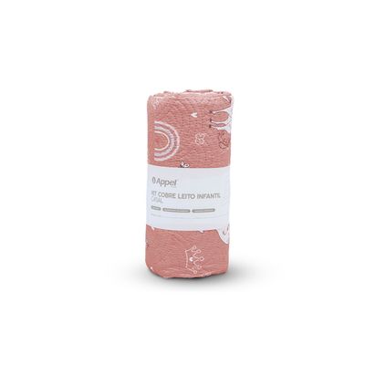 Kit Cobre Leito Casual Kids Solteiro Appel Rosa UN / Rosa