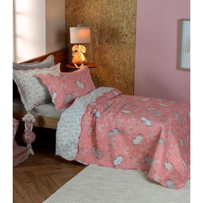 Kit Cobre Leito Casual Kids Solteiro Appel Rosa UN / Rosa