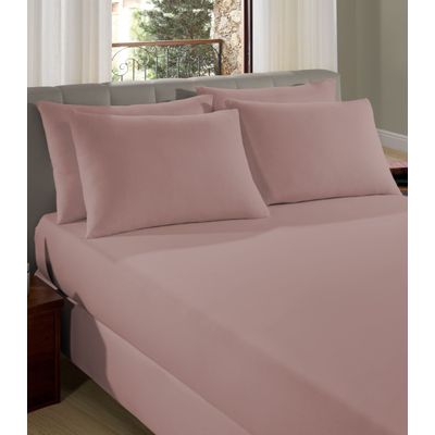 Lençol Liso King de Malha Com Elástico Vivaldi Rosa UN / Rosa