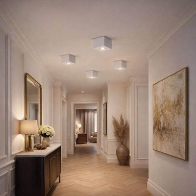 Plafon de Sobrepor Luminária Quadrada Branca Aluzinc Box Dital Sala Cozinha Escritório