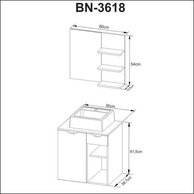 Conjunto Para Banheiro Bn3618 Branco Com Cuba Branca 35X34Cm Tecnomobili
