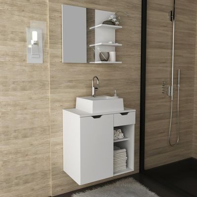 Conjunto Para Banheiro Bn3618 Branco Com Cuba Branca 35X34Cm Tecnomobili
