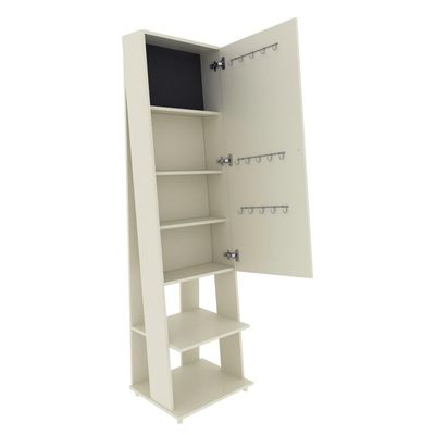 Espelho De Chão Retangular 175X49Cm Com 2 Prateleiras Organizador Porta Acessórios Inclinado Retrô