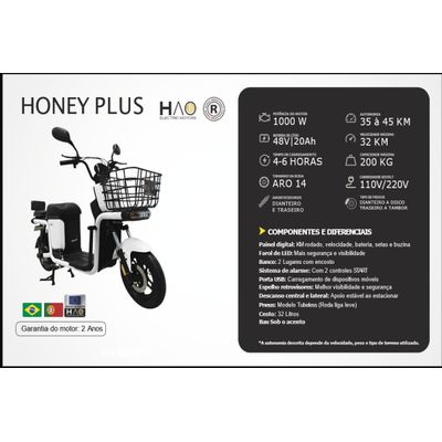 BICICLETA ELÉTRICA HONEY PLUS BRANCA