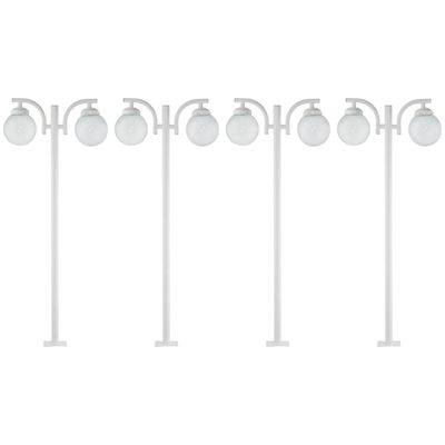 Kit 4 Postes Luminária para Praça Jardim 2m Branco Alumínio E27 Global Dital Iluminação Externa